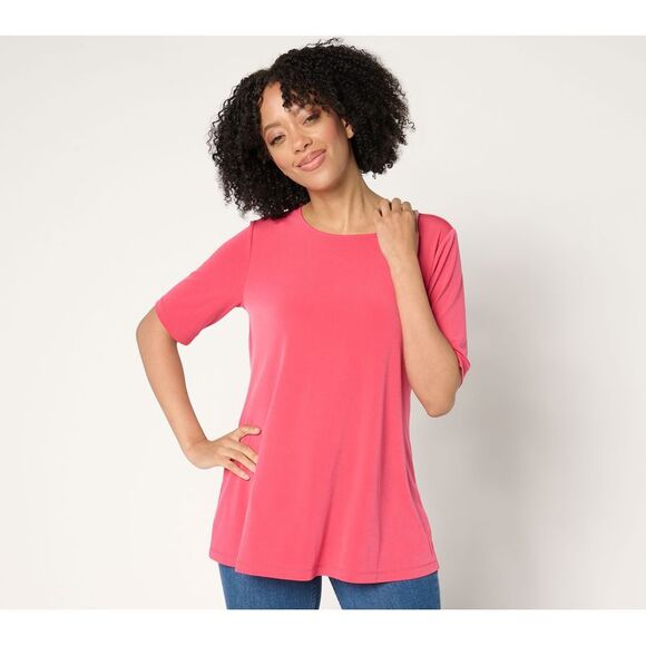 Susan Graver Tops - Susan Graver Women's Top Sz XL Essentials Liquid Knit A-Line Pink A682069